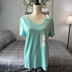 ♥️NWT Time and Tru Green Relaxed Fit Short Sleeve Tee Size Large